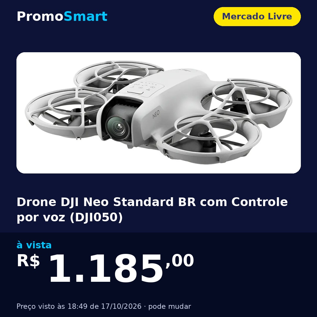 Exemplo de alerta: Drone DJI Neo Standard BR com Controle por voz (DJI050) por R$ 1.185,00