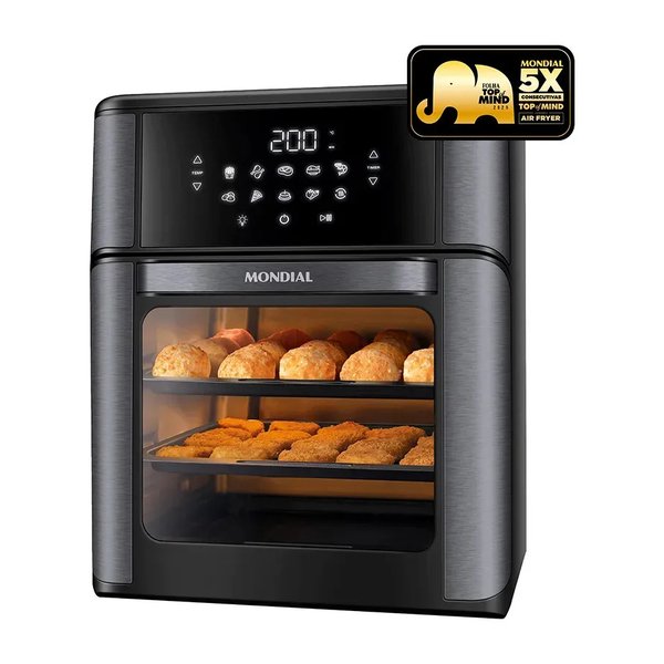 Fritadeira Elétrica AFON-12L-BG Forno Oven 12 Litros Preto Mondial por R$ 529,90 no Pix no Mercado Livre
