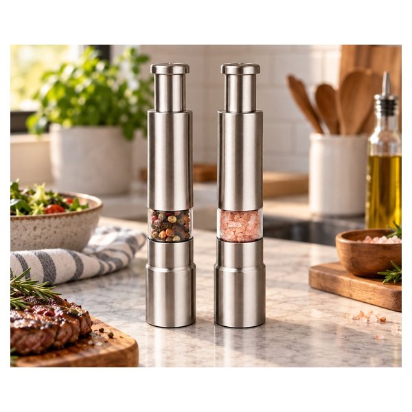 Kit Moedor Manual de Sal e Pimenta em Inox 15cm Design Moderno por R$ 47,00 no Pix na Amazon