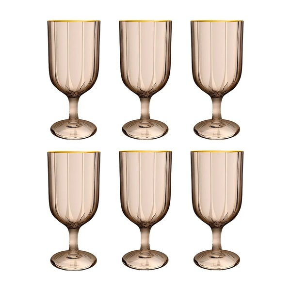 Jogo com 6 Taças de Vidro 330ml com Borda Dourada Design Diamante por R$ 30,00 à vista na Amazon