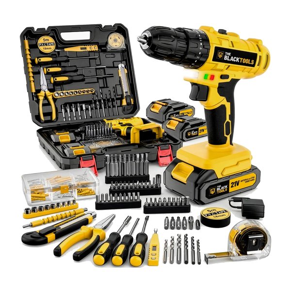 Parafusadeira Furadeira De Impacto The Black Tools Profissional 2 Baterias Com Maleta + Kit Acessórios 134 Peças (TBKIT20) por R$ 234,00 no Mercado Livre