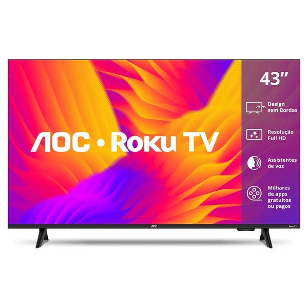 Smart TV 43" FULL HD AOC Roku TV (43S5155/78G) por R$ 1.237,00 à vista no Mercado Livre