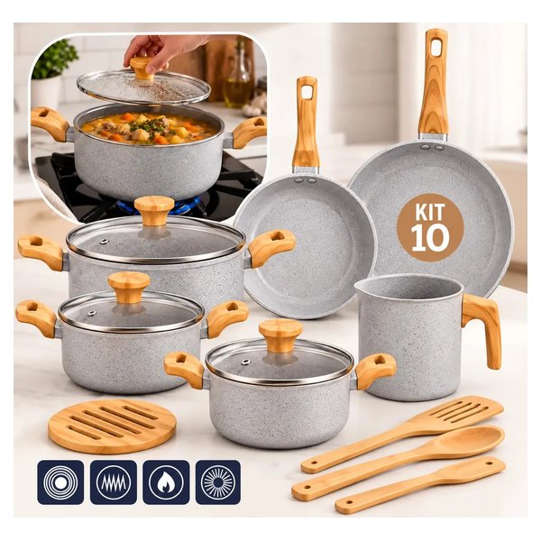 Conjunto de Panelas Cerâmica Mimo Style Pratic Cook com 10 Peças e Antiaderente para Indução por R$ 298,00 à vista no Mercado Livre
