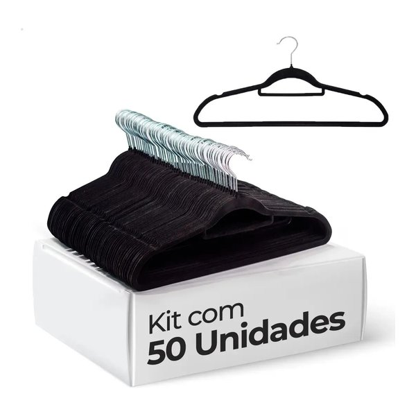 Vittak Kit 50 Cabides Veludo Adulto Slim Antideslizante Organizador Roupas por R$ 66,00 à vista no Mercado Livre
