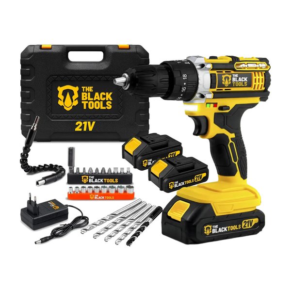 Parafusadeira Furadeira De Impacto The Black Tools Profissional Tb-21Px 2 Baterias Com Maleta 60Hz Amarelo por R$ 109,00 no Mercado Livre