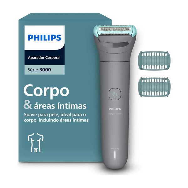 Philips Aparador de pelos Body Groomer Série 3000 para Corpo e Região Íntima, Uso seco e molhado | 80 min sem fio | BG3480/15 por R$ 197,00 no Mercado Livre