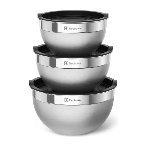 Kit 3 Bowls Tigelas Em Inox Com Tampa Plástica Electrolux por R$ 83,90 no Mercado Livre