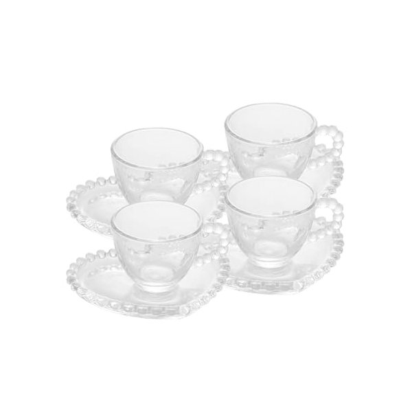 WOLFF - Conjunto 4 Xícaras de Café de Cristal com Pires Coração 85ml - Linha Pearl por R$ 33,00 no Pix na Amazon