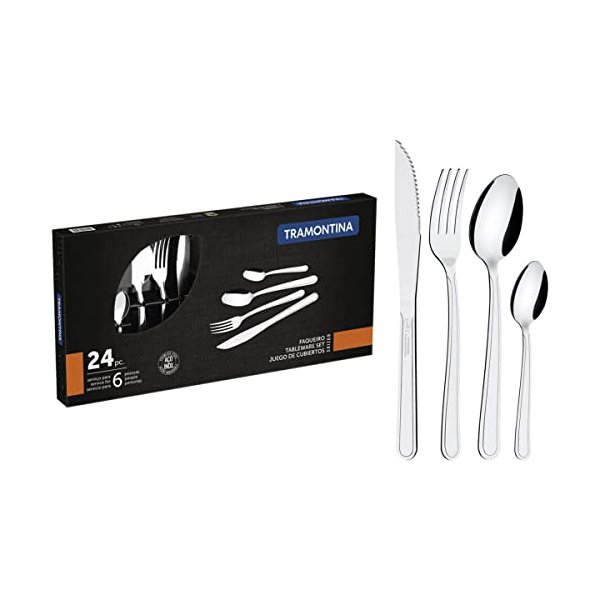 Faqueiro Tramontina Búzios em Aço Inox com Detalhe 24 Peças por R$ 57,00 na Amazon