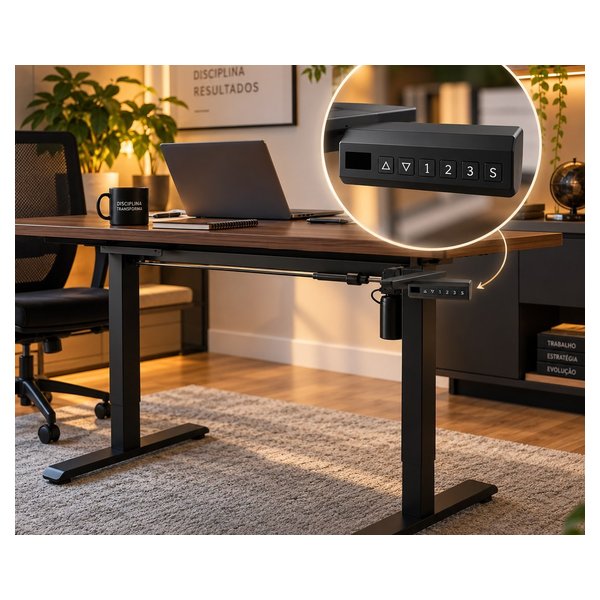 Estrutura de Mesa Elétrica Ajustável para Trabalho em Pé e Sentado – 3 Configurações de Memória, Altura de 72cm a 120cm por R$ 408,00 no Pix na Shopee