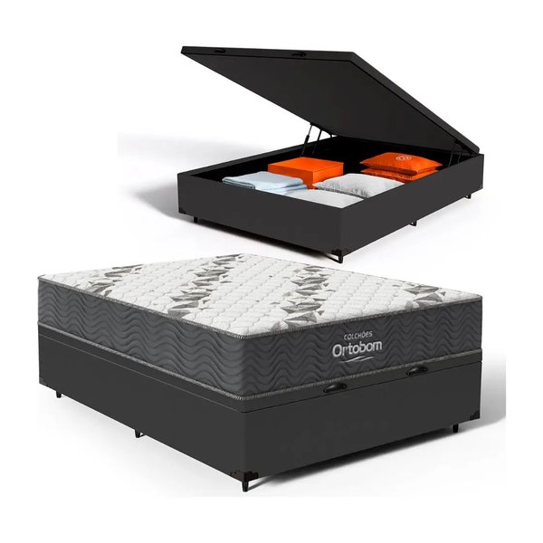 Cama Box Baú E Colchão Espuma D33 Ortobom Airtech 100 Casal por R$ 1.191,00 no Mercado Livre