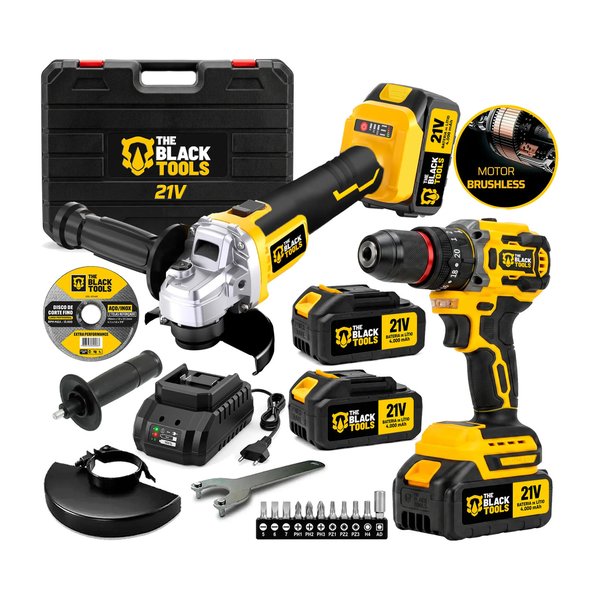 KIT MULTI FERRAMENTAS A BATERIA 2 EM 1 MOTOR BRUSHLESS PARAFUSADEIRA E ESMERILHADEIRA TBKIT05 The Black Tools por R$ 367,00 no Mercado Livre