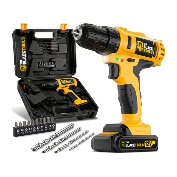 Parafusadeira E Furadeira Sem Fio Bateria 3/8 10mm Com Maleta E Acessorios The Black Tools por R$ 76,00 no Mercado Livre