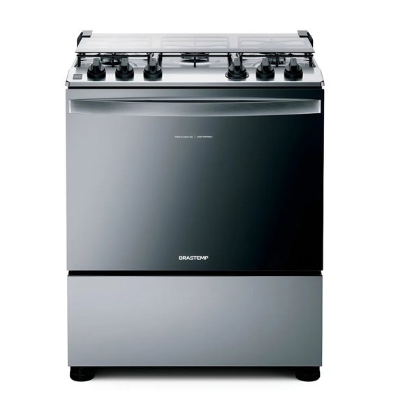 Fogão Brastemp 5 Bocas Duplo Forno 96L Inox Com Botões Removíveis e Exclusivo Aro Protetor Bivolt (BFS5NCR) por R$ 1.547,00 no Pix no Mercado Livre