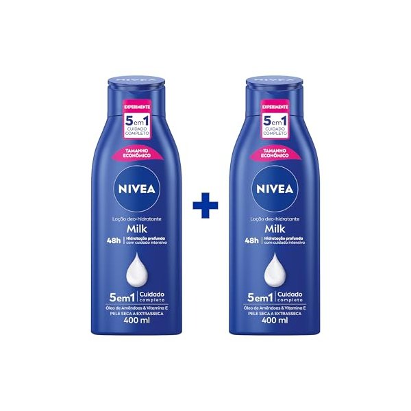 Kit 2 Loção Hidratante NIVEA Milk Pele Seca a Extrasseca 400ml por R$ 27,00 na Amazon