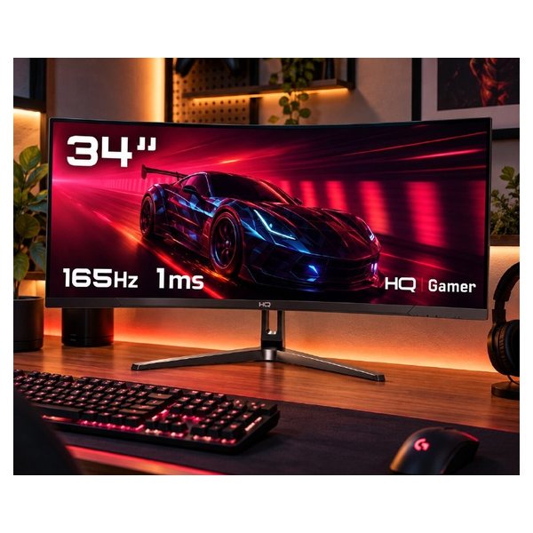 Monitor Gamer 34" Curvo 1ms, 165Hz, UltraWide (QHD) 3440x1440 AMD FreeSync, HDMI, DP, HQ Premium HQ34C16 por R$ 1.059,00 no Pix na Shopee