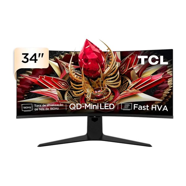 Monitor Gamer Curvo TCL 34 Polegadas Qd-Mini LED Wqhd R83q 180Hz 1ms (Gtg) HDR 1400 Nits 34r83q por R$ 2.858,00 no Mercado Livre