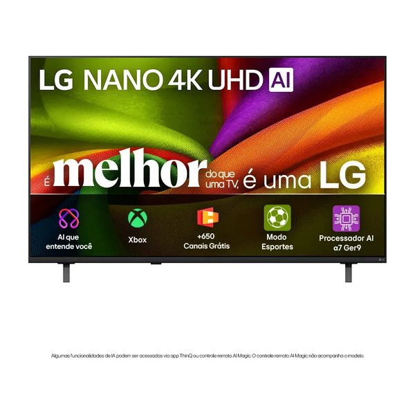 Smart TV 4K 65" LG NANO UHD AI NU850 2026 Processador α7 Ger9 HDR10 Xbox Bluetooth Wi-Fi AI Search Google Gemini webOS (65NU850BPSA) por R$ 3.123,00 no Pix no Mercado Livre