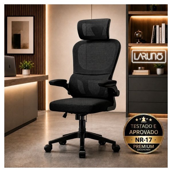 Cadeira de Escritório Ergonômica Giratória Presidente com Apoio Lombar, Braços Ajustáveis e Tecido Mesh - LARUNO por R$ 309,00 na Shopee