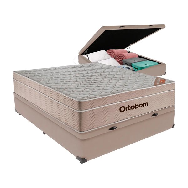 Cama Box Baú E Colchão Airtech Molas Ensacadas Casal Ortobom por R$ 1.237,00 no Mercado Livre
