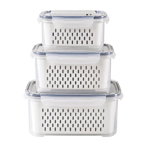 Kit 3 Organizadores Geladeira Alimentos Vegetais Com Tampas por R$ 34,00 no Pix no Mercado Livre