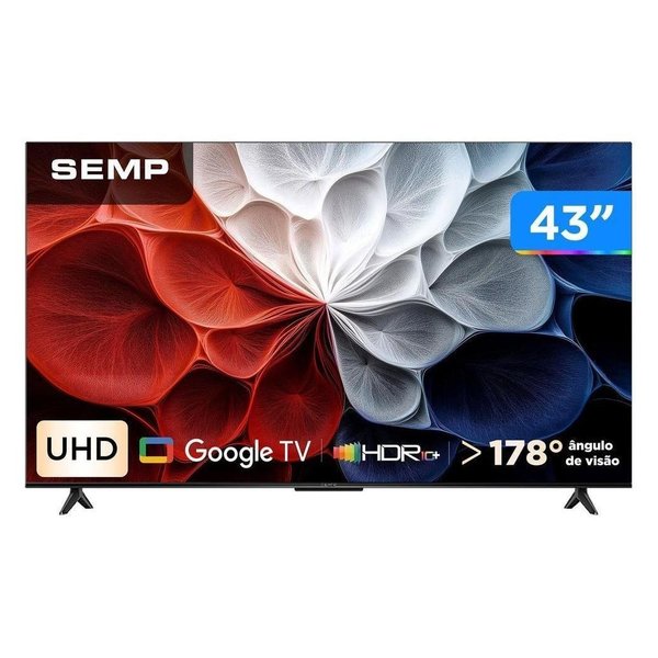 Smart TV 43" Semp 4K UHD LED 43S62 Google TV 2025 por R$ 1.217,00 na Shopee
