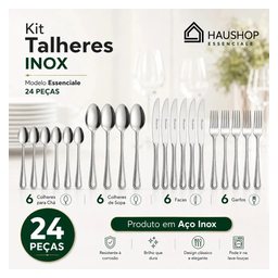 Faqueiro Inox 24 Peças Essenciale Haushop por R$ 39,00 à vista no Mercado Livre