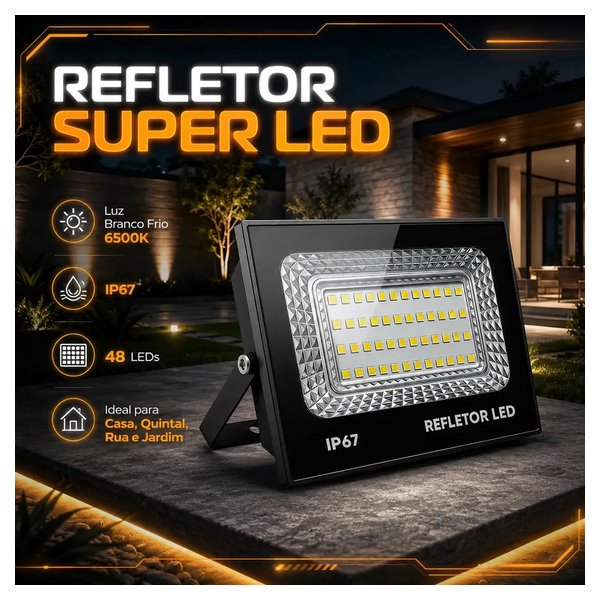 Kit 2 Refletor Super Led 400w Ip67 Holofote Bivolt Prova D'água Branco Frio 6500k por R$ 39,00 à vista no Mercado Livre
