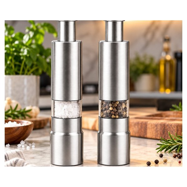 Kit Moedor Manual de Sal e Pimenta em Aço Inox 15 cm – Design Moderno para Cozinha e Mesa por R$ 47,00 no Pix na Amazon