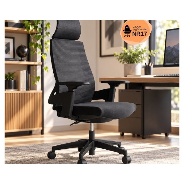 Cadeira de Escritório Presidente Ergonômica Giratória Modelo Toledo Cor Preta Certificada NR17 por R$ 661,00 no Pix na Shopee