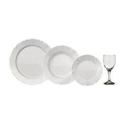 Conjunto Jantar Nadir Opaline Branco + Copos em Vidro Temperado (16 Peças) por R$ 118,00 à vista no Mercado Livre