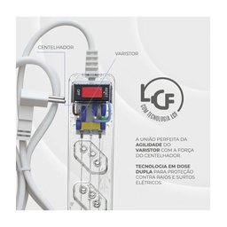 iCLAMPER Energia 5 Tomadas LCF Transparente Filtro de Linha e Protetor Elétrico DPS Bivolt por R$ 43,00 no Mercado Livre